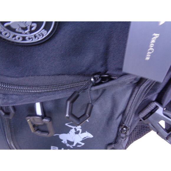 Beverly Hills Polo Club BHPC Backpack Black‎ With Gray Logo Cushioned Straps - Picture 4 of 11